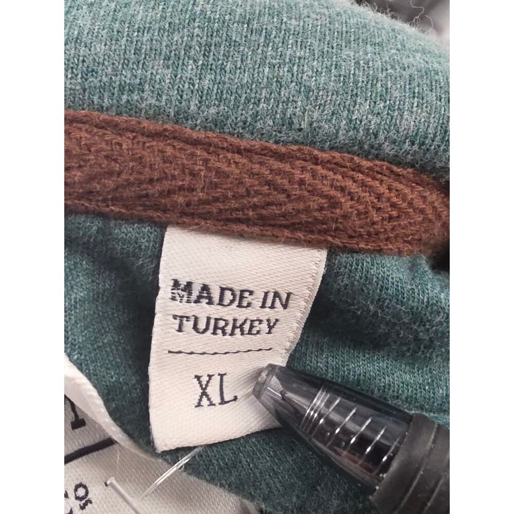 Wanakome Pullover Hoodie Green Cowl Neck Leather Patch Drawstring Women's Sz XL - Picture 8 of 10